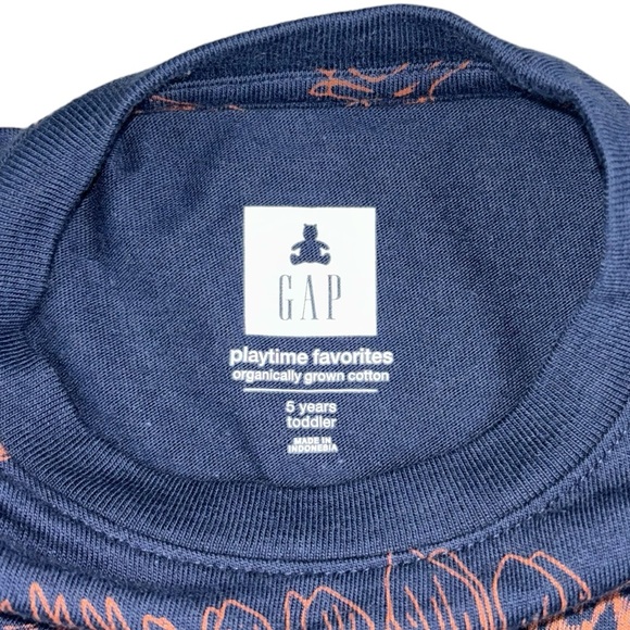 GAP Like New Dinosaur Long Sleeve Shirt Size 5 Navy Blue - Picture 3 of 10